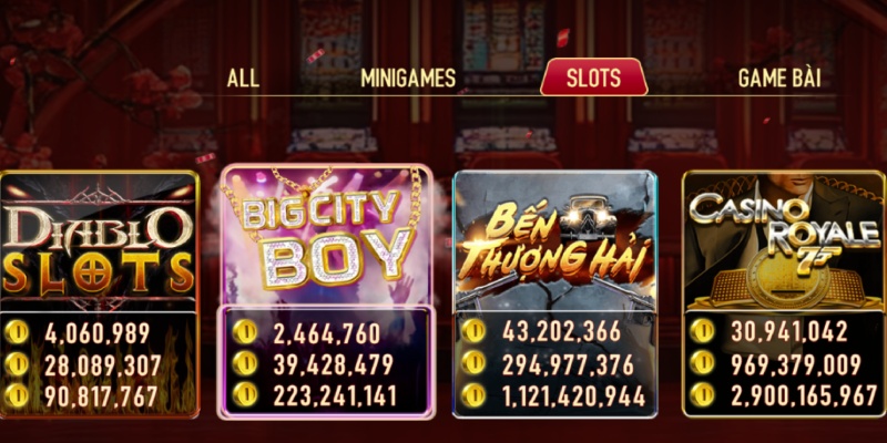 Sảnh game quy tụ nhiều trò chơi slot chất lượng đồ họa cao, jackpot khủng